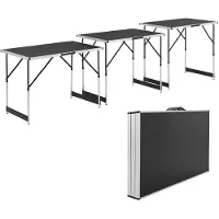 Juskys Table pliante en aluminium 3 pièces / Table pliante / Table de camping - Multifonctionnelle - Noir