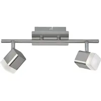 TRIO Spot mural et plafonnier à LED, 2 flammes, argent mat, largeur 34 cm, éclairage de la cage d'escalier