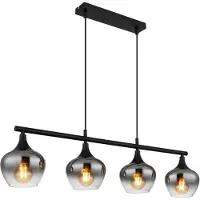 Globo Lampe à suspendre, métal, verre, fumé, 4 flammes, H 120 cm