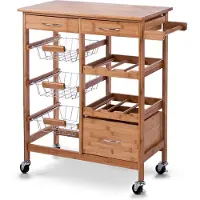 Zeller Chariot de cuisine avec top en bois, bois