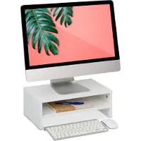 Relaxdays Support d'écran, Réhausseur pour moniteur, Blanc