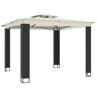 vidaXL Pavillon avec double toit Crème 2,94x2,94 m Acier