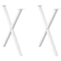 vidaXL Pieds de table de salle à manger en X 2 pcs. Blanc 70x(72-73) cm Acier