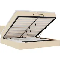 vidaXL Lit ottoman avec matelas & LEDs Crème 200x200 cm Tissu