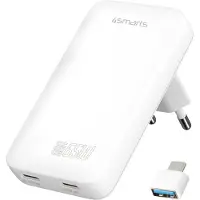 4smarts Netzladegerät FlatPlug Slim Dual 65W GaN 2C, weiß