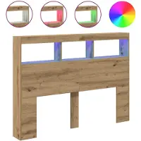vidaXL Armoire tête de lit avec LED chêne artisanal 140x17x102 cm