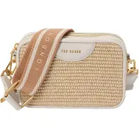 Ted Baker sac à épaule bandoulière Baria Mini Webbing Faux Raffia Camera Bag Ecru écru