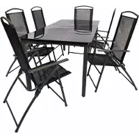VCM Ensemble de meubles de jardin 7 pièces | groupe de salle à manger de groupe de sièges | 1x table, 6x chaises | dimensions de table env. H. 76 x W. 189 x D. 90 cm | Ensemble Hochlehner 189S