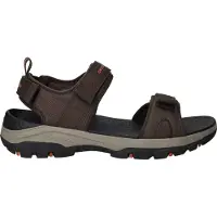 SKECHERS pour homme. 205112 Sandales Relaxed Fit Tresmen Ryer Brown (46), Marron, Plat, Velcro, Casuel
