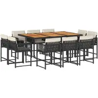 vidaXL Ensemble de jardin 11 pièces avec coussins Noir Poly Rattan