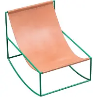 Valerie Objects Rocking Chair Muller Van Severen Green Frame|Leather