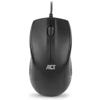 ACT Souris optique filaire pleine taille 1000 DPI, clic silencieux, écologique, fabriquée à partir de (Filaire), Souris, Noir