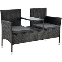 Juskys Banc de jardin Monaco - Polyrotan noir/gris