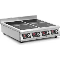 Royal Catering Cuisinière à induction - 4 x 20 cm - 10 niveaux - Minuterie - 77 x 70 x 25.5 cm -