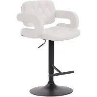 CLP Tabouret de bar Dublin en similicuir, réglable en hauteur et pivotant, blanc, structure noire