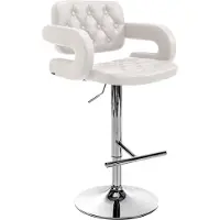 CLP Tabouret de bar Dublin en similicuir, réglable en hauteur et pivotant, blanc, structure chromée