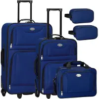 Juskys Trolley Travel Case Set / Suitcase Set Athen - 5-Piece - Blue
