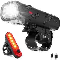 Tikkens Kit d'éclairage LED pour vélo - Eclairage vélo USB rechargeable - Eclairage vélo avant et arrière - Eclairage VTT et vélo de route - Eclairage vélo avant et arrière étanche