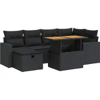 vidaXL Ensemble de jardin canapé 8 pièces avec coussins noir poly rotin