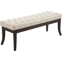 CLP Banquette avec pieds en bois assise en similicuir Crème