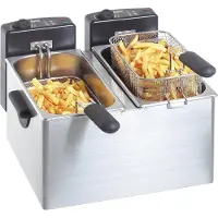 Bartscher Friteuse "MINI III" 2x4L | 400 x 400 x 280 mm | 4,4 kW | Acier inoxydable