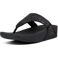 FitFlop Lulu, sandales à orteils en matière synthétique pailletée, couleur noire, taille 43