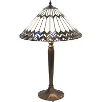 Clayre & Eef Lampe de table Tiffany Ø 40x62 cm Blanc Marron Verre
