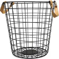 QUVIO Panier de rangement en fil d'acier - Paniers de rangement avec poignées - Panier en fil d'acier - Panier - Paniers - Coffre à couvertures - Version large - 43 Litres - 38 x 38 x 37,5 cm (lxlxh)