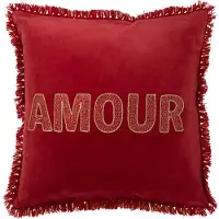 J-Line Coussin amour textile rouge/or