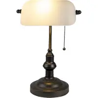 Clayre & Eef Lampe de bureau Lampe de banquier Ø 27x40 cm Blanc Marron Métal