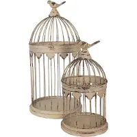 Clayre & Eef Cage à oiseaux Décoration Jeu de 2 Ø 32x60 / Ø 23x40 cm Brun Métal