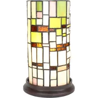 Clayre & Eef Lampe de table Tiffany Ø 15x26 cm Beige Vert Verre