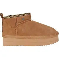 Warmbat Durack Plateau Tape Enkellaarsjes Plat - Cognac - Maat 43