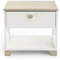CALICOSY Table de chevet Liva-chêne Kronberg/blanc mat