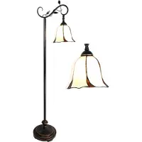 Clayre & Eef Lampadaire Tiffany 152 cm Blanc Marron Polyrésine