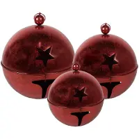 Clayre & Eef Décoration de Noël Sonnette Ø 62 / Ø 52 / Ø 42 cm Rouge Métal