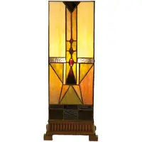 Clayre & Eef Lampe de table Tiffany 18x18x45 cm Beige Marron Verre