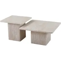 Rousseau Set de table basse Destiny| 60 x 60 x 52 cm / 80 x 80 x 42 cm | Design beige