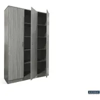 Molecule Armoire de rangement Ray 120cm à 3 portes et 4 tablettes - chêne gris