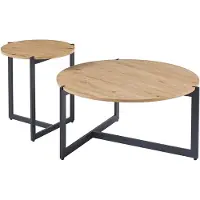 Rousseau Set de table basse Pola | Ø80 x 40 cm ; Ø45 x 50 cm | Design Old Oak