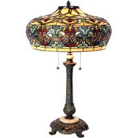 Clayre & Eef Lampe de table Tiffany Ø 47x71 cm Bleu Verre