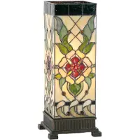 Clayre & Eef Tiffany Lampe de table 18x18x45 cm Beige Vert Verre Rose