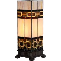 Clayre & Eef Lampe de table Tiffany, verre et résine, 44 cm, beige et marron, 5LL-6360
