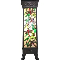 Clayre & Eef Colonne Tiffany 30x30x100 cm Beige Vert Verre Libellule