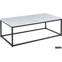 Rousseau Table basse en décor marbre blanc - Dallas | H-H 40 x L-L 120 x P-P 60 cm