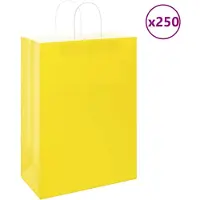 vidaXL Sacs en papier 250 pcs avec poignées jaune 32x17x44 cm