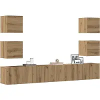 vidaXL Armoires murales TV 6 pcs. Chêne Artisan Matériaux dérivés du bois