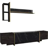 Skye Decor , Veyron - Black, Gold, Meubles TV, noir, plateau mélaminé, 180 x 32,3 x 45 cm