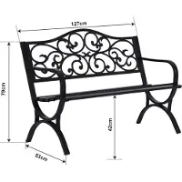 Casa.pro Banc de jardin 'Utav' pour 2-3 personnes acier 127 x 53 x 79 cm blanc