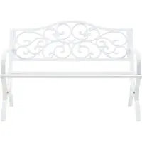 Casa.pro Banc de jardin 'Utav' pour 2-3 personnes acier 127 x 53 x 79 cm blanc